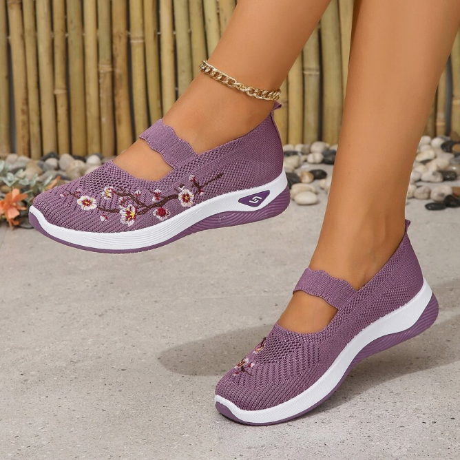 Damen Freizeit Atmungsaktive Slip-On Orthopädische Walkingsneaker