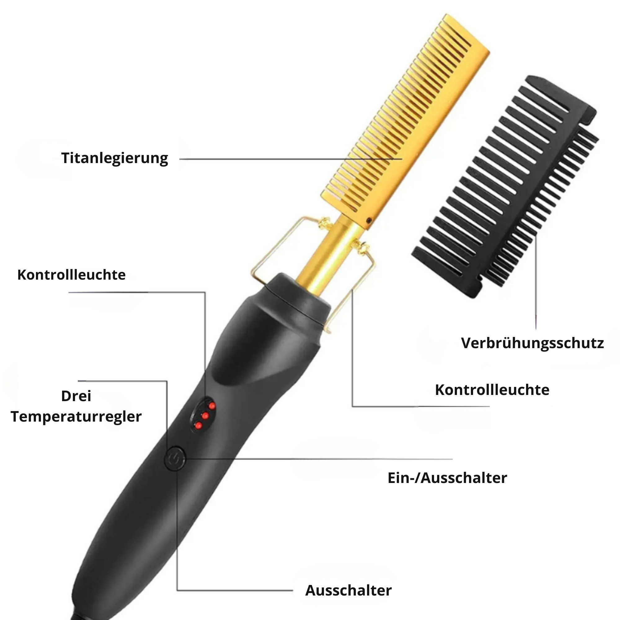 SeidenStrahl™ / Elektrischer Titan Haarglätter Kamm