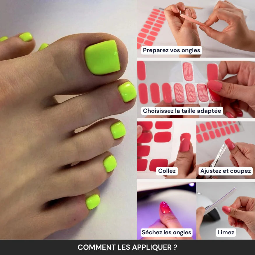 Neongrünes Gel-Pediküre-Set