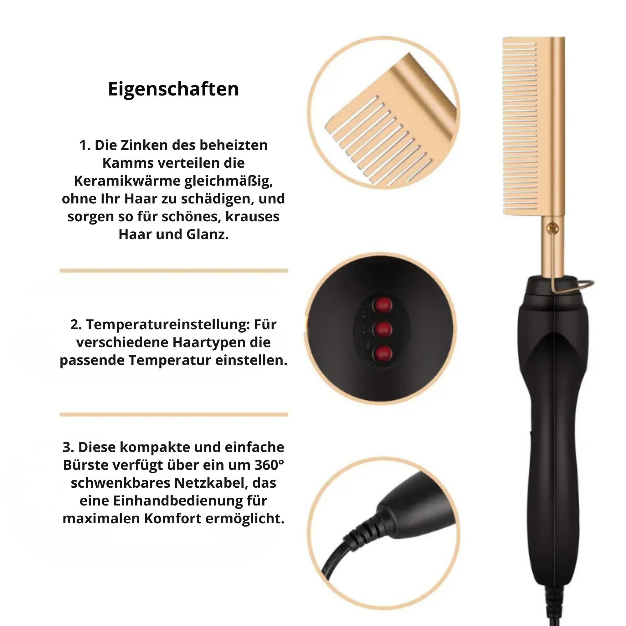 SeidenStrahl™ / Elektrischer Titan Haarglätter Kamm