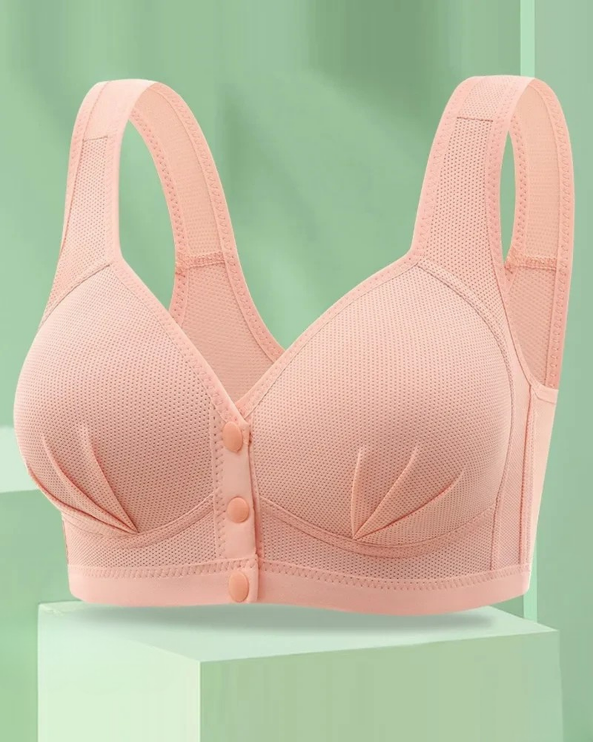 Majxx - Wireless Lifting Bra with Button Front and Ruched Push Up Design