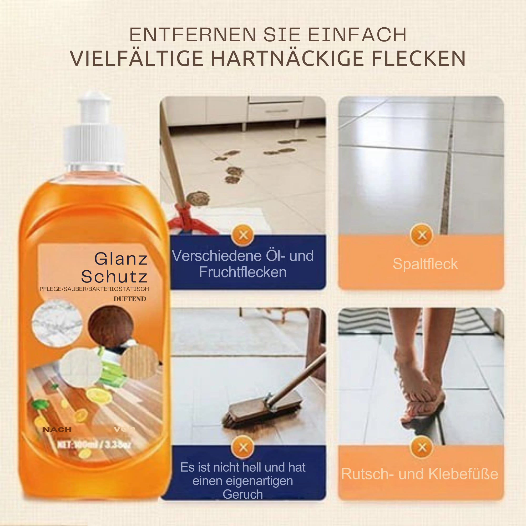 GlanzSchutz™ / Ultimativer Bodenreiniger zur Fleckenbekämpfung