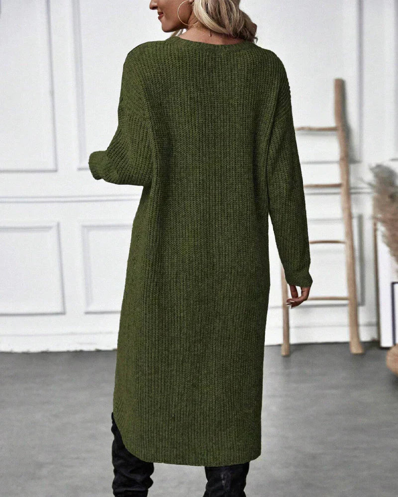 Emma | Luxuriöses Strickkleid mit Schlitz für Damen