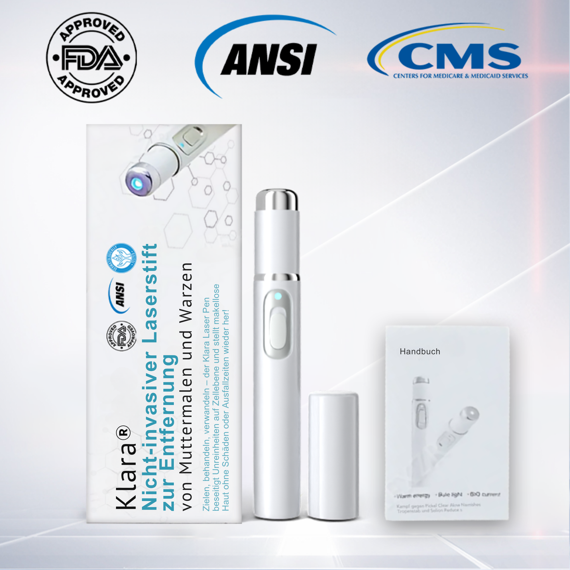 Klara® Schmerzfreier Laserstift zur Entfernung von Muttermalen und Warzen – Promax Edition