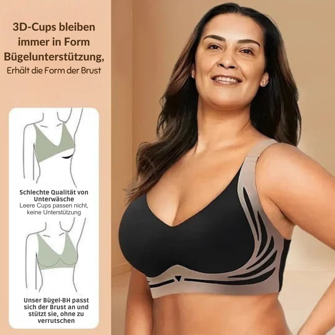 Drahtloser Push-up BH mit Komfort-Lift | Breite Träger & U-Rücken | Glättender Sitz, atmungsaktiv, starker Halt ohne Bügel