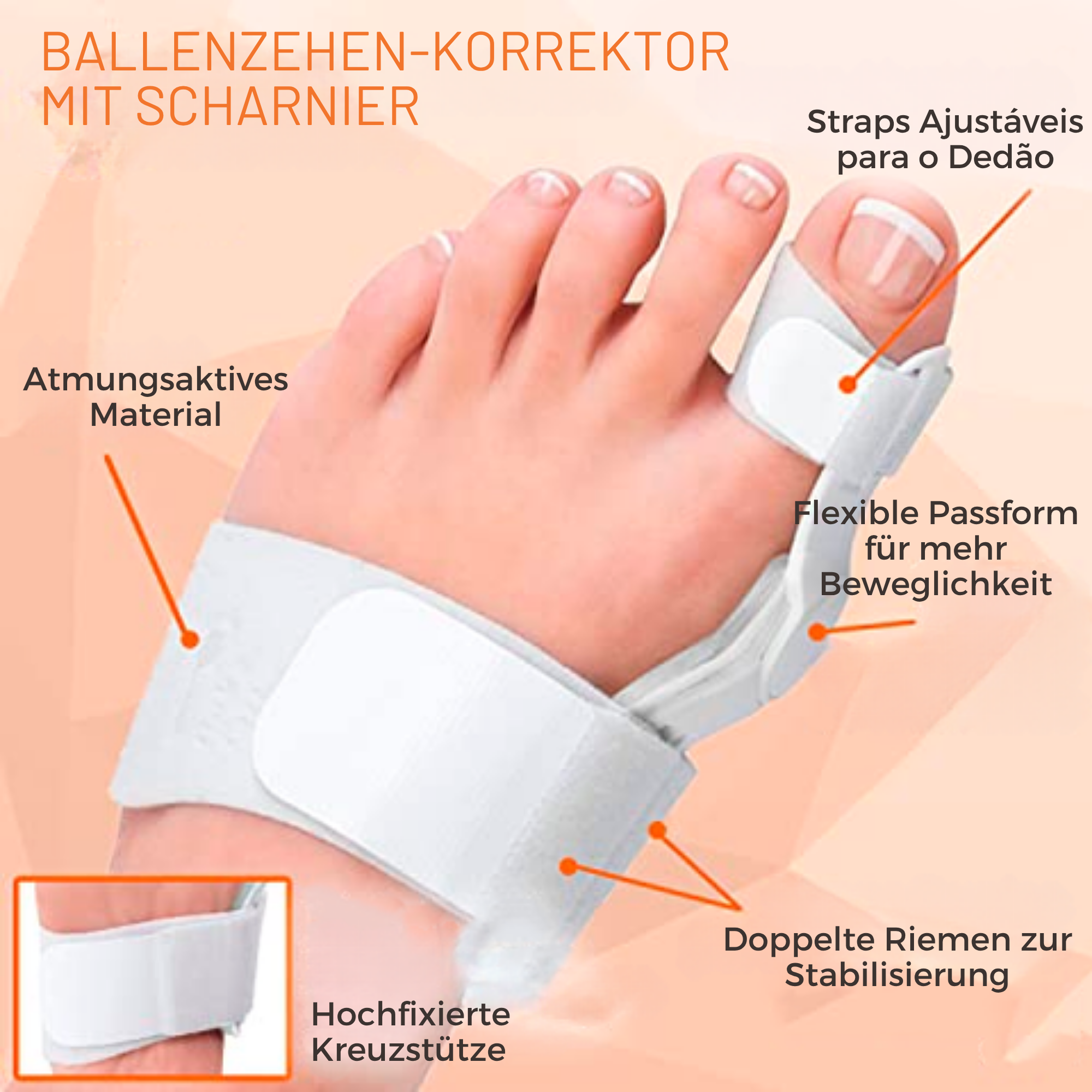 ZehenZentrix™ / Orthopädischer Gelenkiger Hallux-Valgus-Korrektor (1+2 GRATIS)