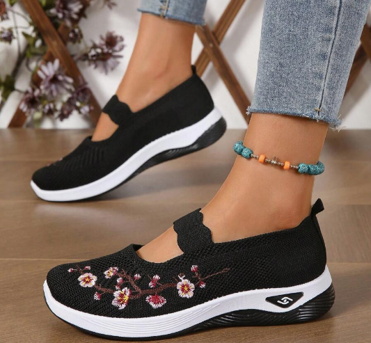 Damen Freizeit Atmungsaktive Slip-On Orthopädische Walkingsneaker