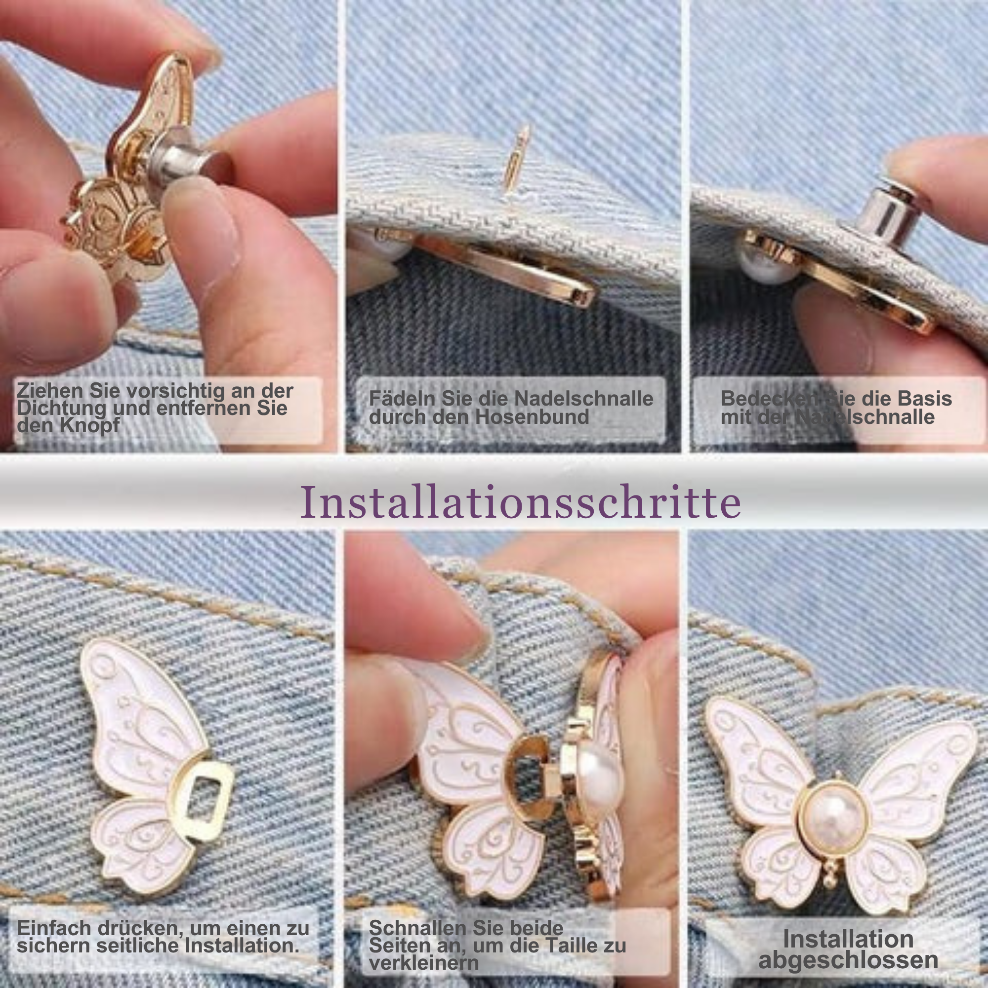 FlügelFix™ / Stilvolles Abnehmbares Schmetterlingsspangen-Set