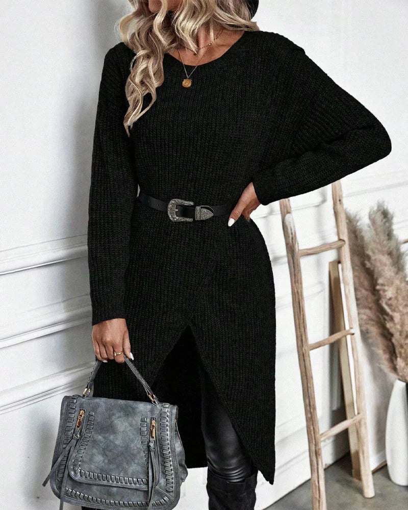 Emma | Luxuriöses Strickkleid mit Schlitz für Damen