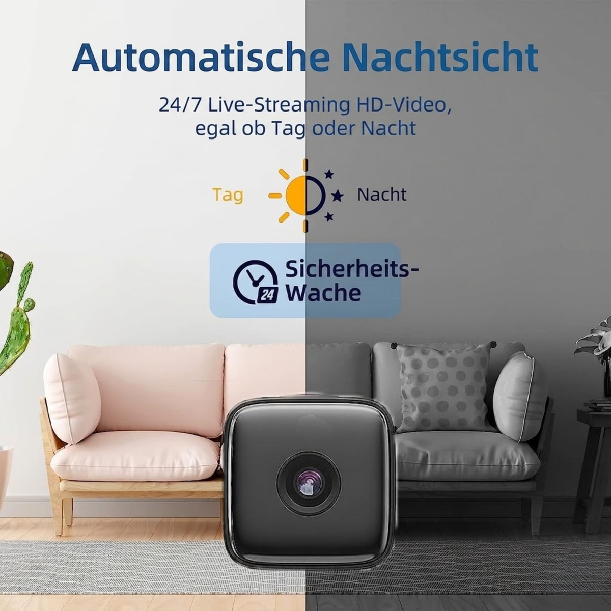 SecureView – Innenkamera | Nachtsicht & Bewegungserkennung | WLAN-Zugriff per App