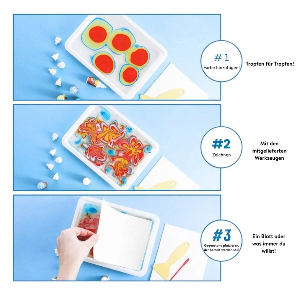 AquaSwirl – Wasser Marbling Set | Kreativ, Sicher & Fleckenfrei
