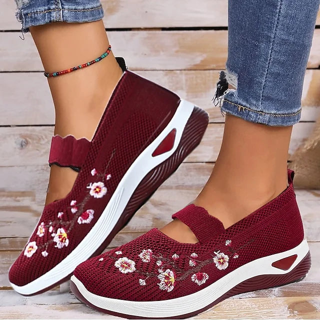 Damen Freizeit Atmungsaktive Slip-On Orthopädische Walkingsneaker
