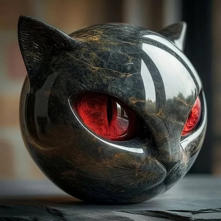 MystikMiez™ / Mystische Schwarze Katzenkopf Skulptur