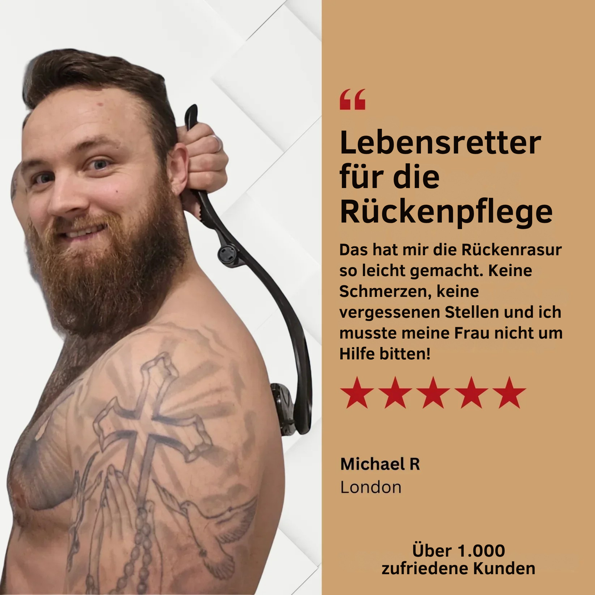 Justus – Glatte Rasur für den Rücken ohne Schmerzen