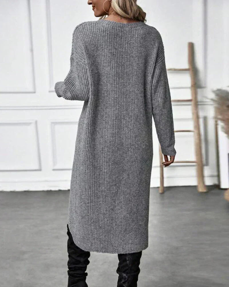 Emma | Luxuriöses Strickkleid mit Schlitz für Damen