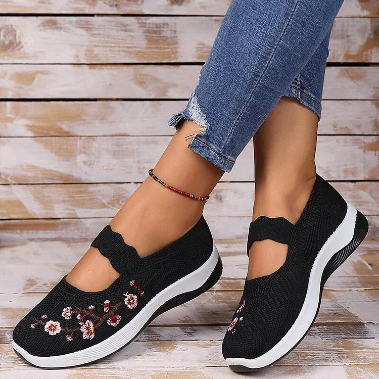 Damen Freizeit Atmungsaktive Slip-On Orthopädische Walkingsneaker