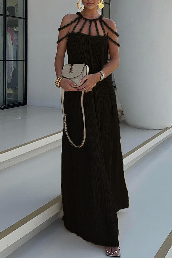 Maxikleid Hannelore aus Leinenmix mit geflochtenen Trägern – modern & elegant