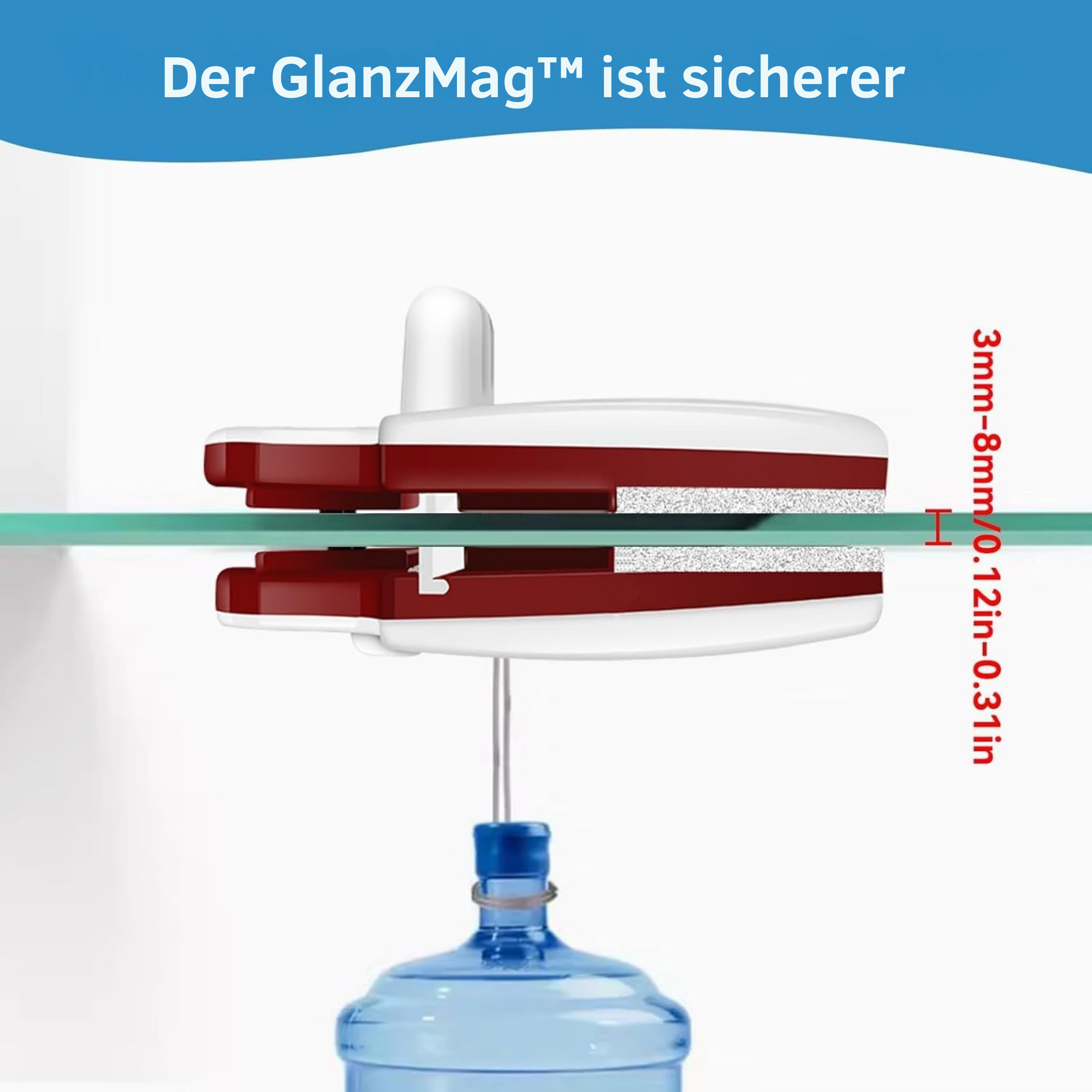 GlanzMag™ / Reinigt beide Seiten Ihrer Fenster sicher und schnell