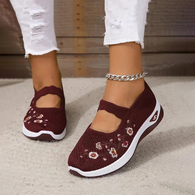Damen Freizeit Atmungsaktive Slip-On Orthopädische Walkingsneaker