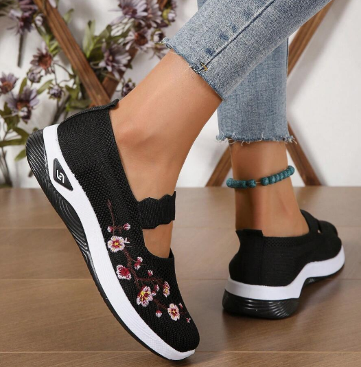 Damen Freizeit Atmungsaktive Slip-On Orthopädische Walkingsneaker
