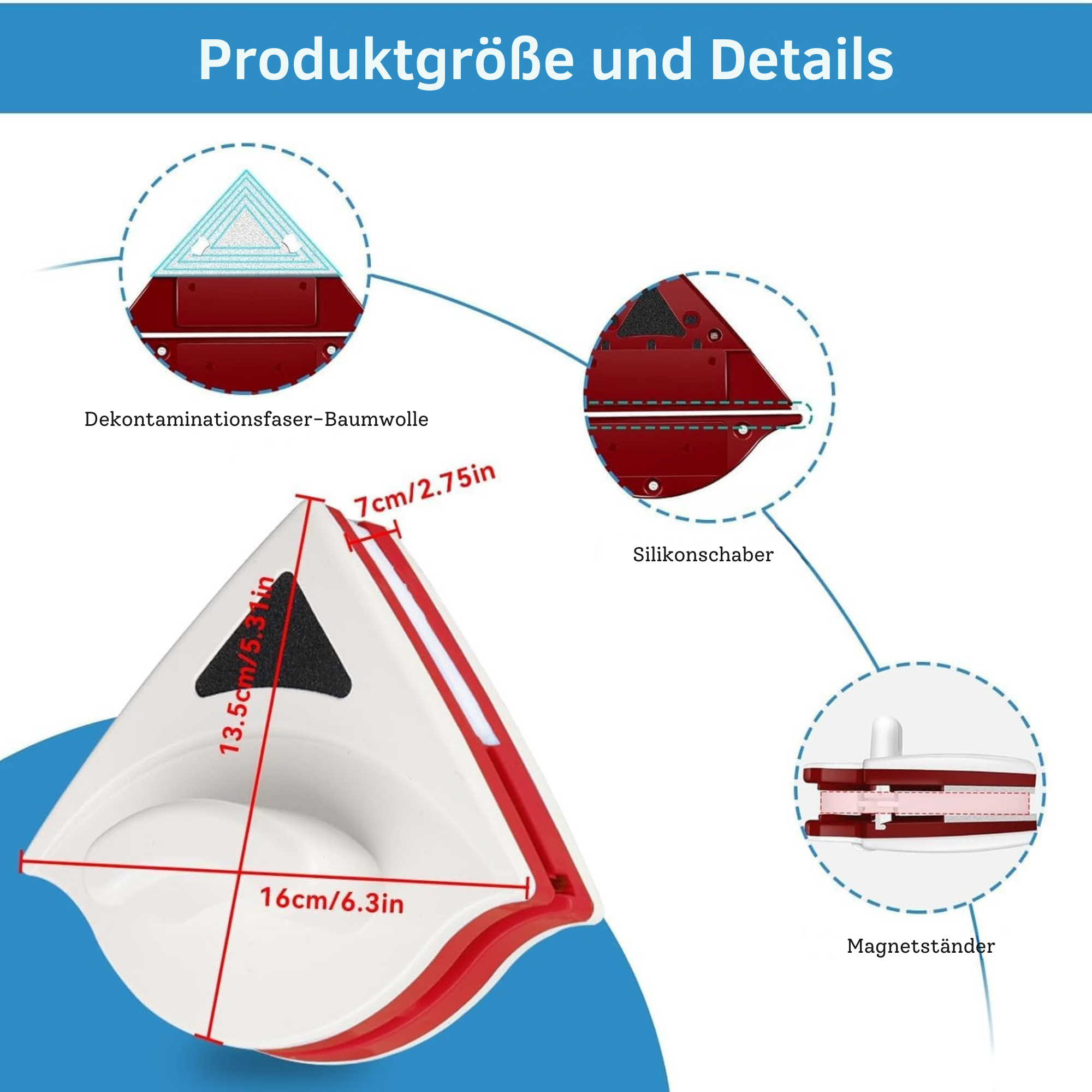 GlanzMag™ / Reinigt beide Seiten Ihrer Fenster sicher und schnell