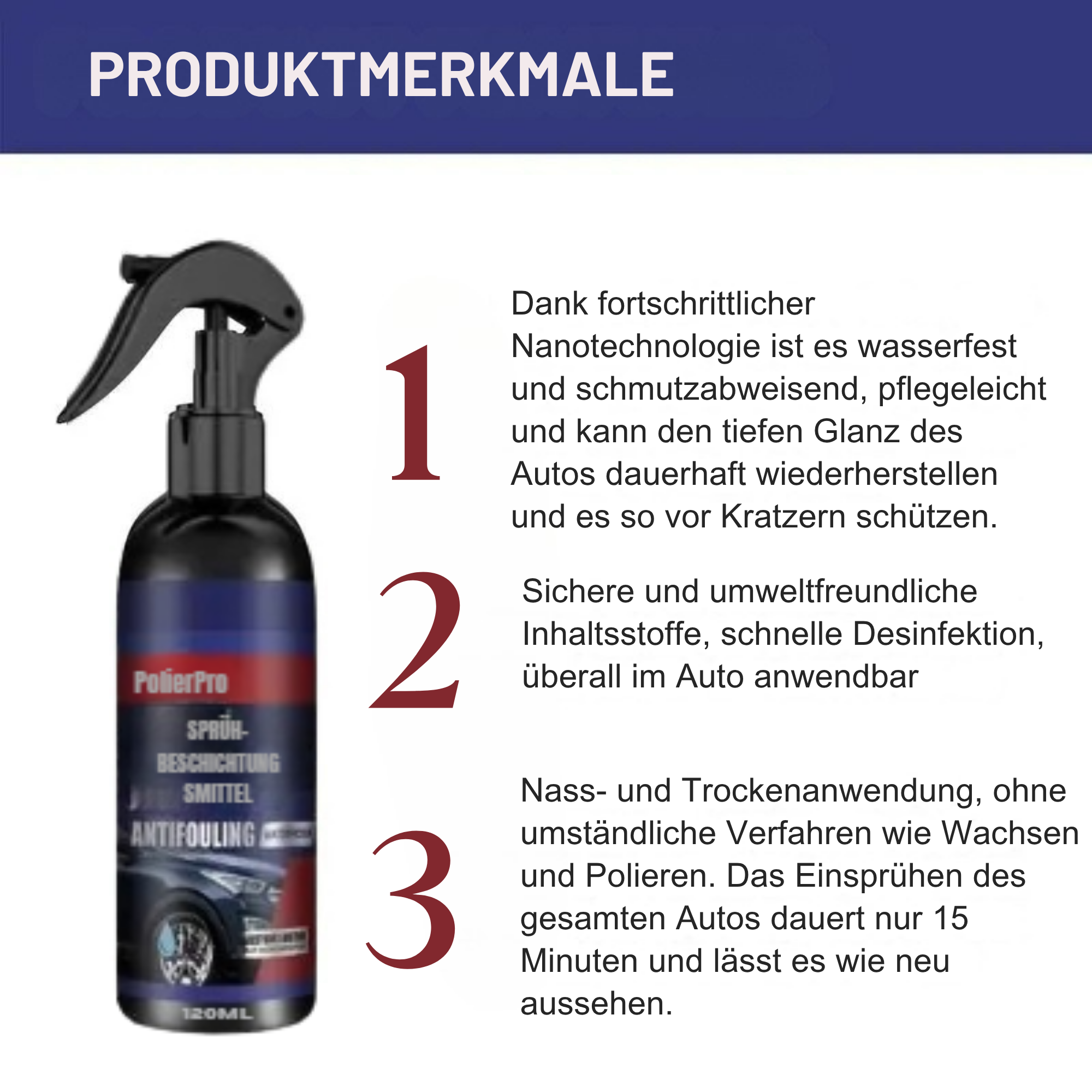 PolierPro™ / 3-in-1 Auto-Beschichtungsspray (1+1 GRATIS)