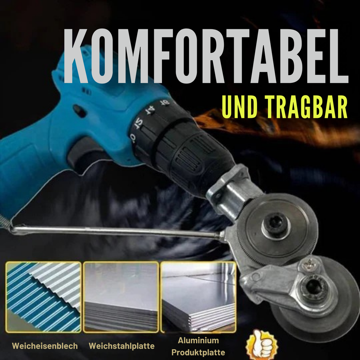 BohrBlech™ / Metallschneidaufsatz für elektrische Bohrmaschinen