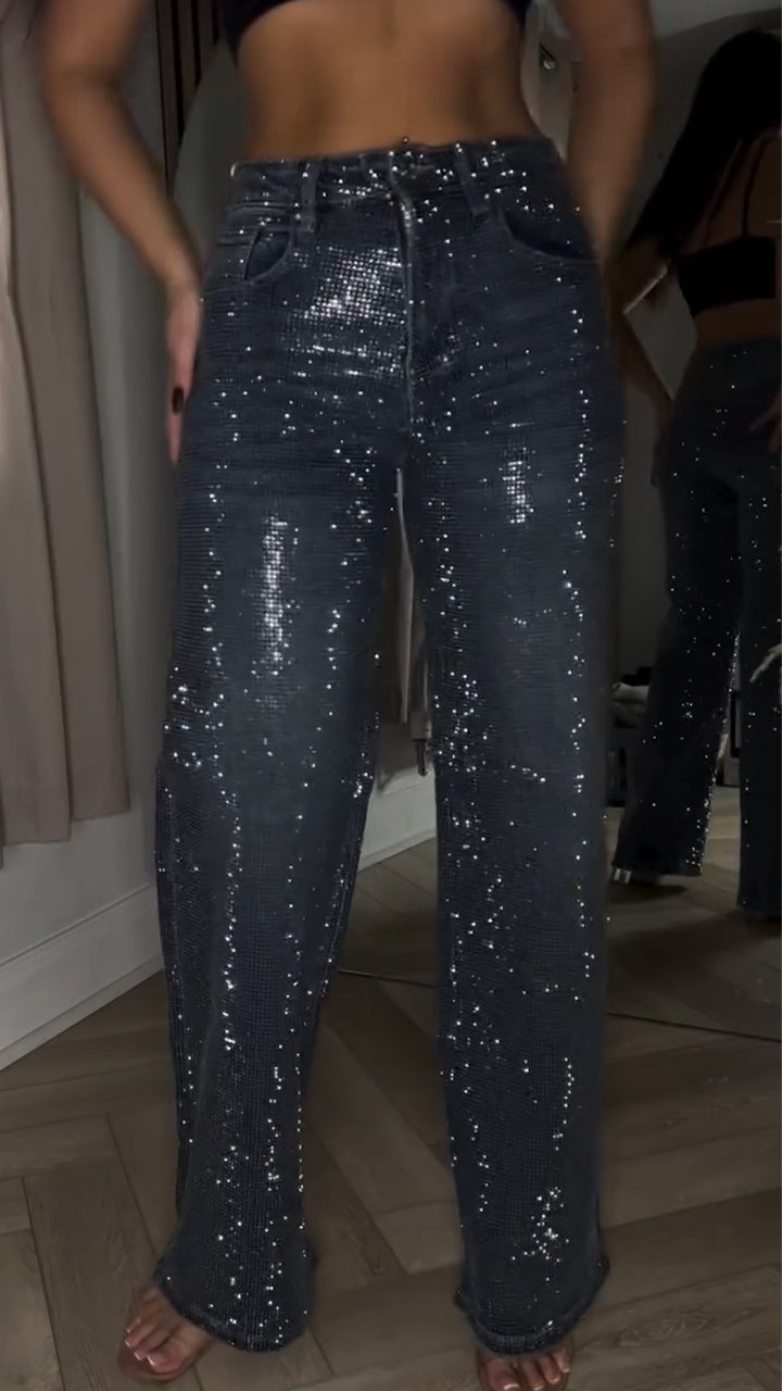 GlimmerGerade⢠/ Damen-Jeans Mit Pailletten Und Glitzer-Effekt