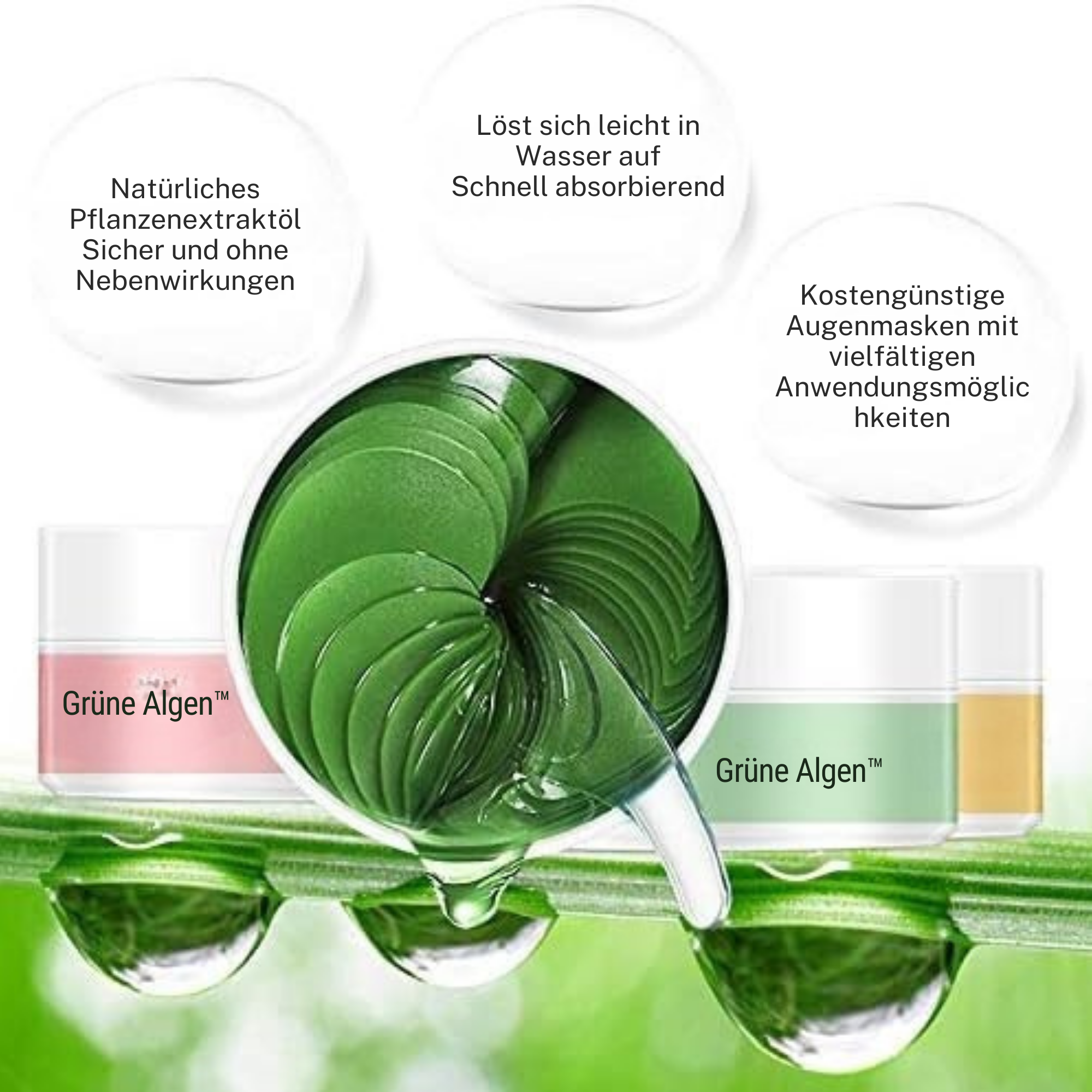 Grüne Algen™ / Straffende Augenpads – 60 Stück (2+1 GRATIS)