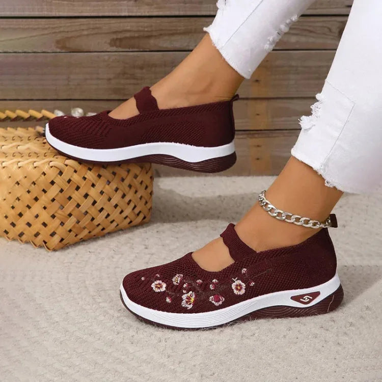Damen Freizeit Atmungsaktive Slip-On Orthopädische Walkingsneaker