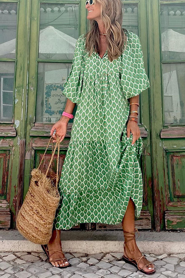 Annalena Puffärmel Stufen-Midikleid