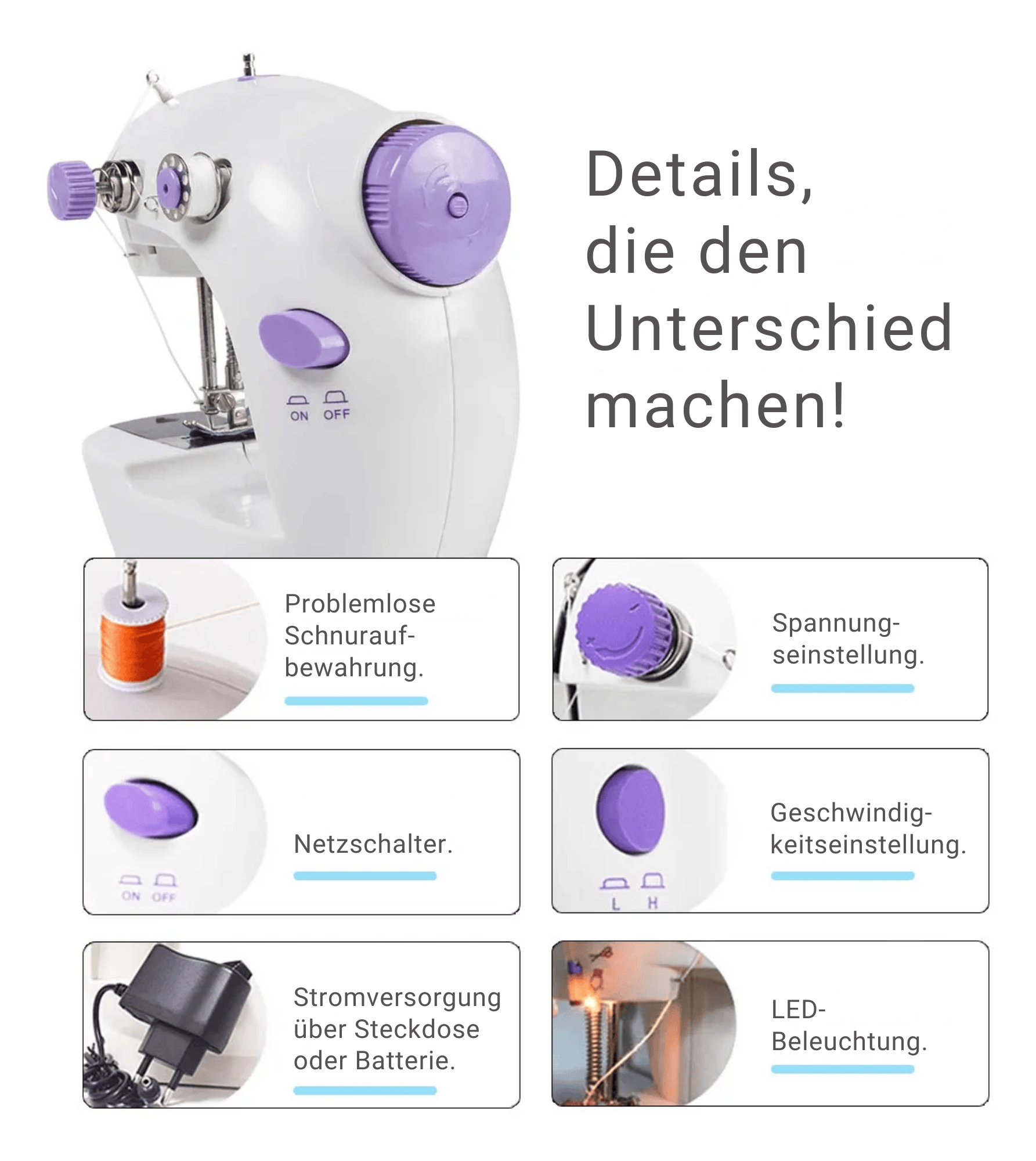 FadenFreude™ / Mini Tragbare Elektrische Nähmaschine