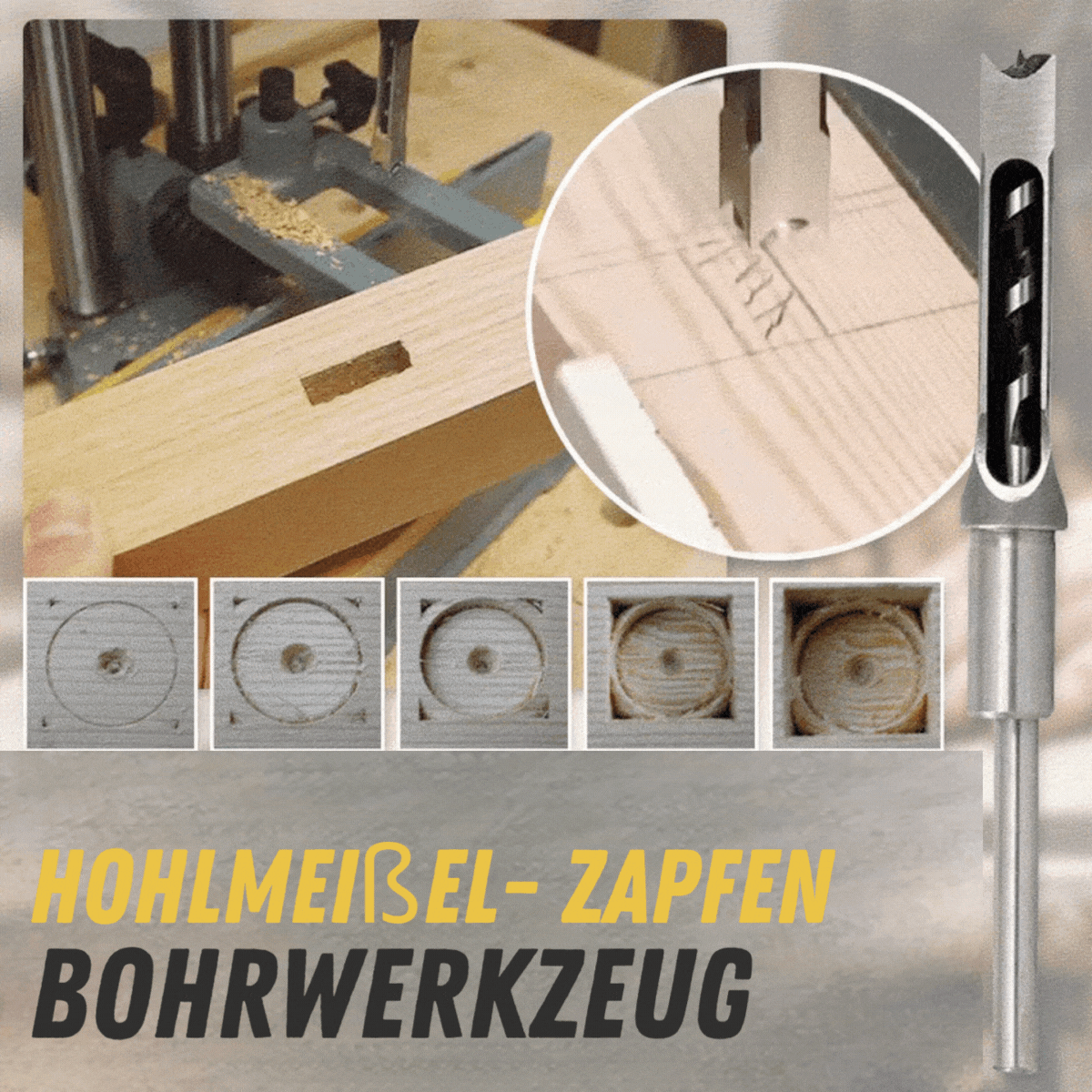 MeiĂelMeister⢠/ HohlmeiĂel-Bohrer â Präzises quadratisches Loch Holzwerkzeug