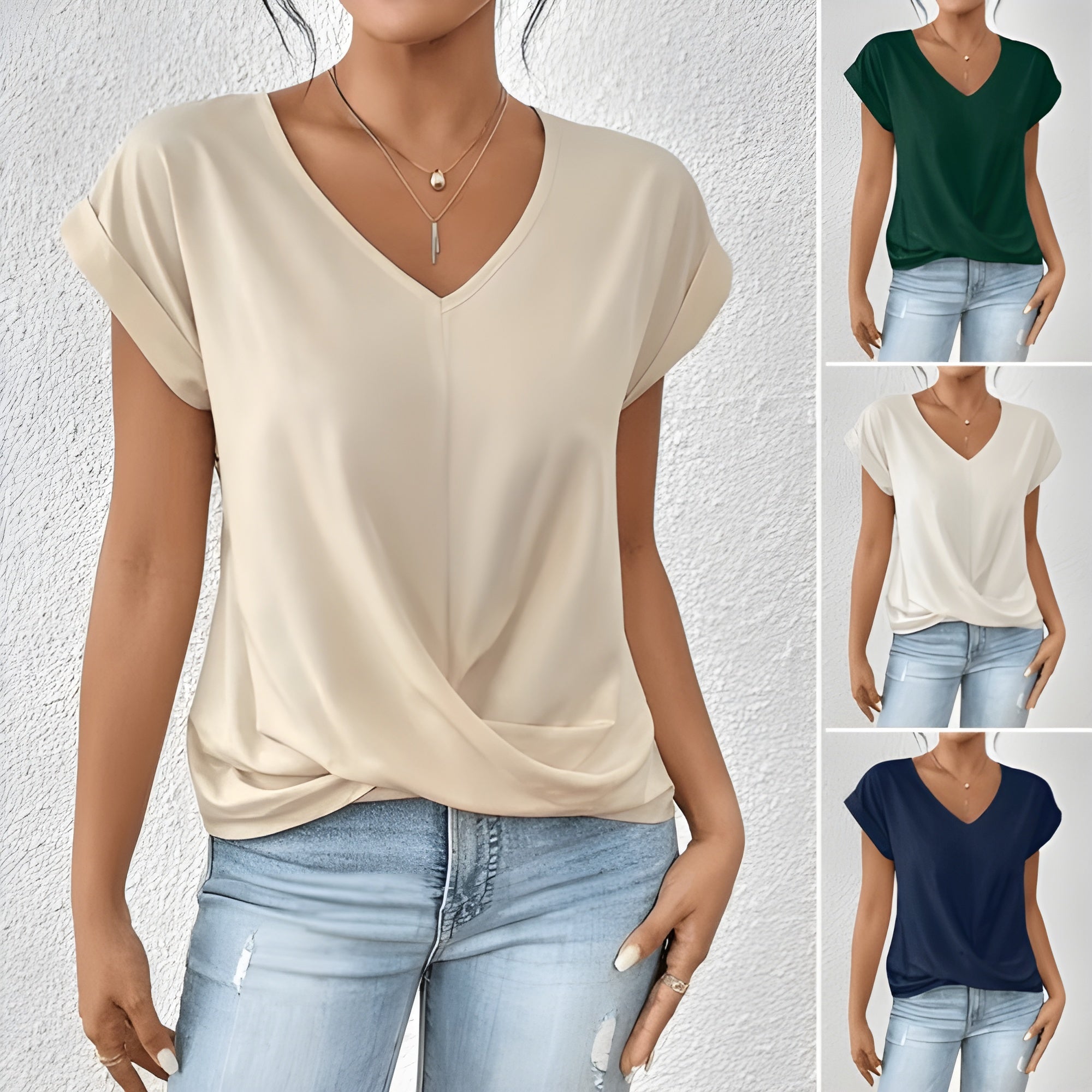 Ilsa™ / Lässiges T-Shirt mit V-Ausschnitt