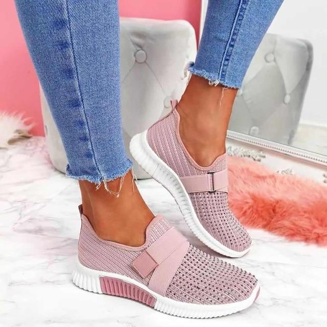 Damen Slip-On Sneaker mit Klettverschluss | Bequeme Freizeitschuhe mit Dämpfender Sohle | Leicht & Atmungsaktiv | Velina