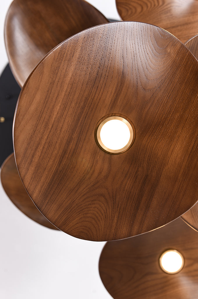 HolzHarmonie™ / Holz Wabi Sabi Japandi Pendelleuchte Kronleuchter