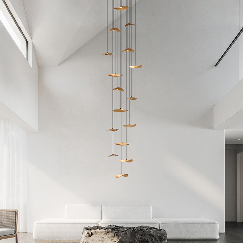 HolzHarmonie™ / Holz Wabi Sabi Japandi Pendelleuchte Kronleuchter