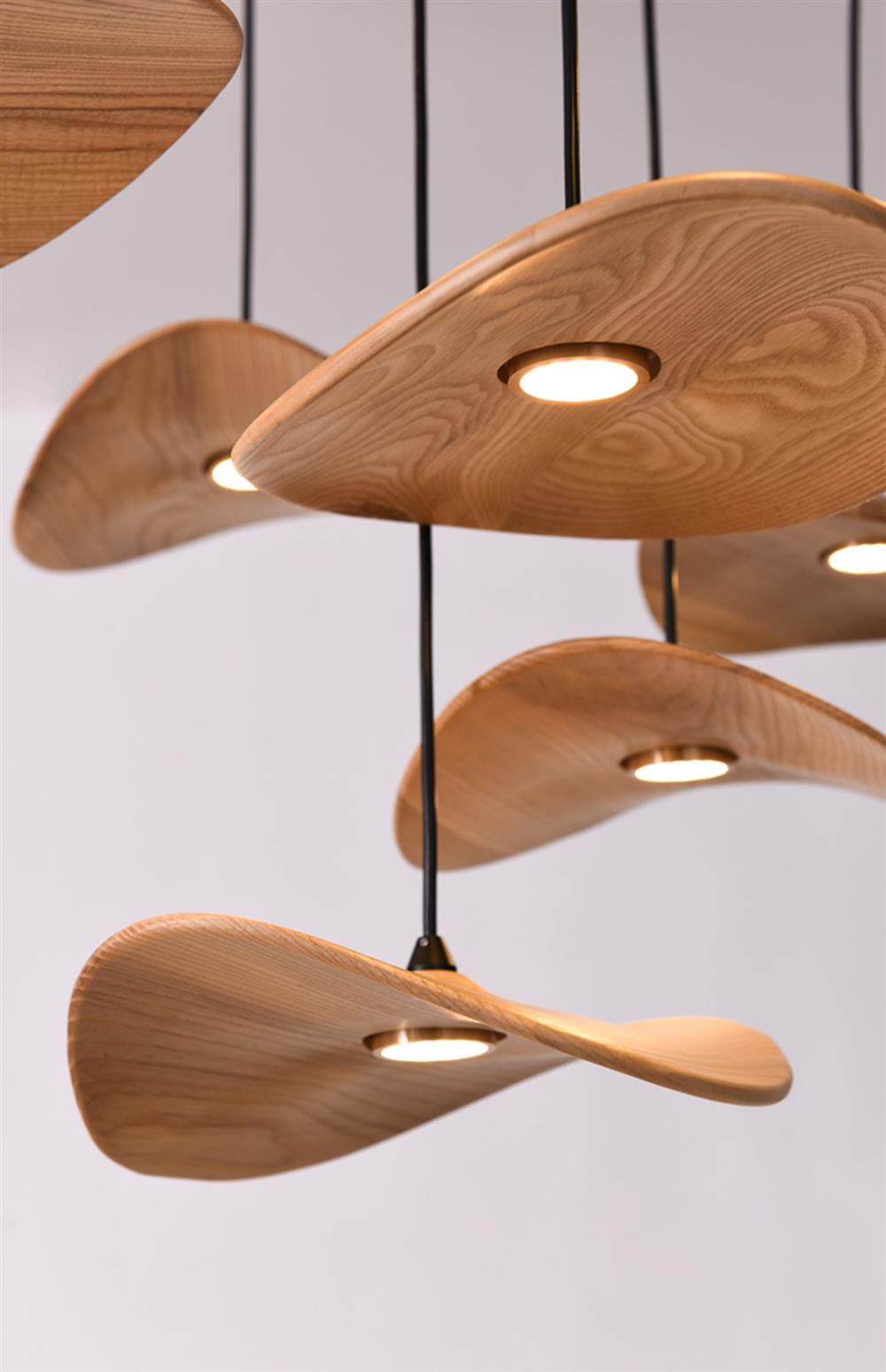 HolzHarmonie™ / Holz Wabi Sabi Japandi Pendelleuchte Kronleuchter