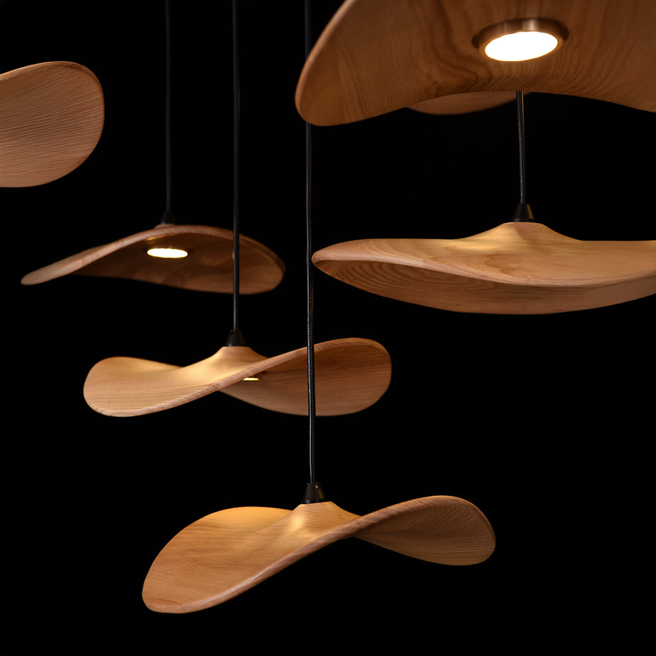 HolzHarmonie™ / Holz Wabi Sabi Japandi Pendelleuchte Kronleuchter