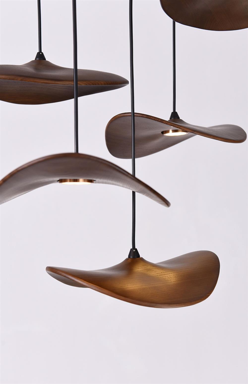 HolzHarmonie™ / Holz Wabi Sabi Japandi Pendelleuchte Kronleuchter