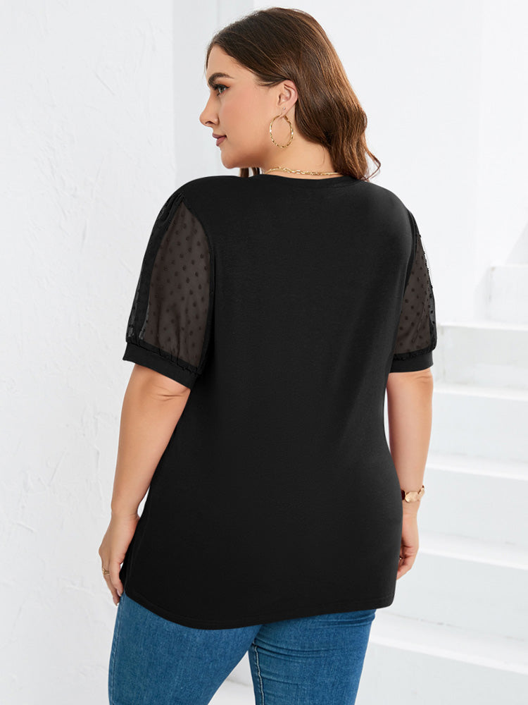 Janne – V-Ausschnitt-T-Shirt mit Ärmeln und Bauchbedeckung