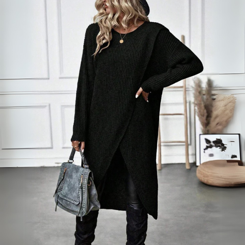 Emma | Luxuriöses Strickkleid mit Schlitz für Damen