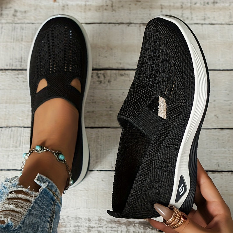 Damen Slip-On Sneaker orthopädisch & ultraleicht | atmungsaktives Strick-Obermaterial, dämpfendes Fußbett | bequem für Alltag & Spaziergänge