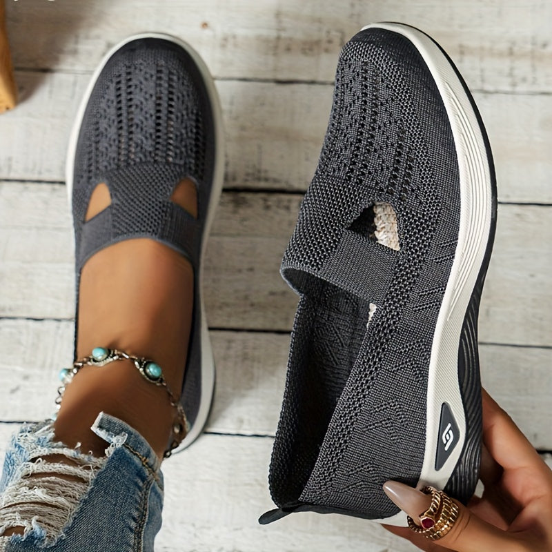 Damen Slip-On Sneaker orthopädisch & ultraleicht | atmungsaktives Strick-Obermaterial, dämpfendes Fußbett | bequem für Alltag & Spaziergänge
