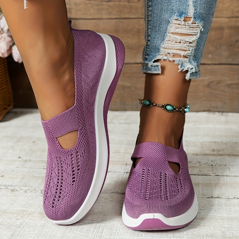 Damen Slip-On Sneaker orthopädisch & ultraleicht | atmungsaktives Strick-Obermaterial, dämpfendes Fußbett | bequem für Alltag & Spaziergänge