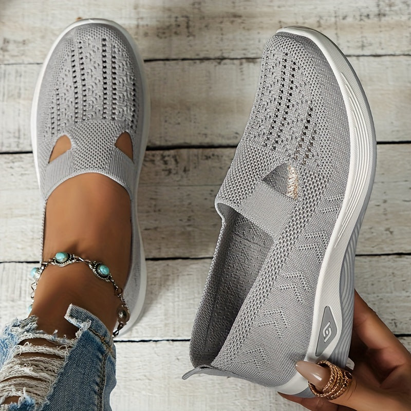 Damen Slip-On Sneaker orthopädisch & ultraleicht | atmungsaktives Strick-Obermaterial, dämpfendes Fußbett | bequem für Alltag & Spaziergänge