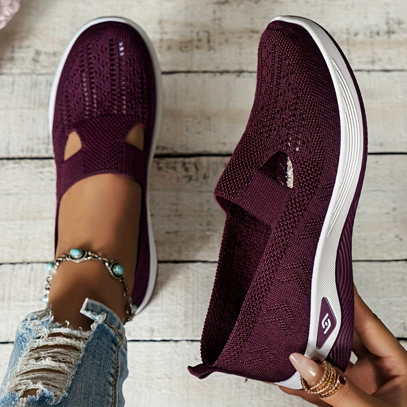 Damen Slip-On Sneaker orthopädisch & ultraleicht | atmungsaktives Strick-Obermaterial, dämpfendes Fußbett | bequem für Alltag & Spaziergänge