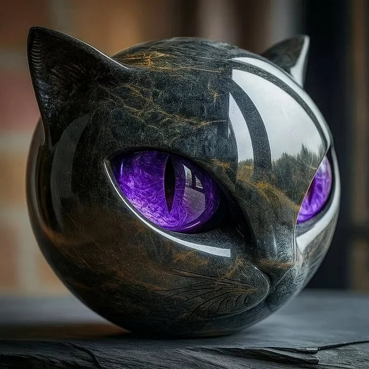 MystikMiez™ / Mystische Schwarze Katzenkopf Skulptur