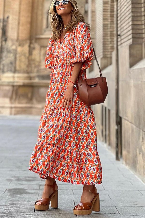 Annalena Puffärmel Stufen-Midikleid - Sopheria
