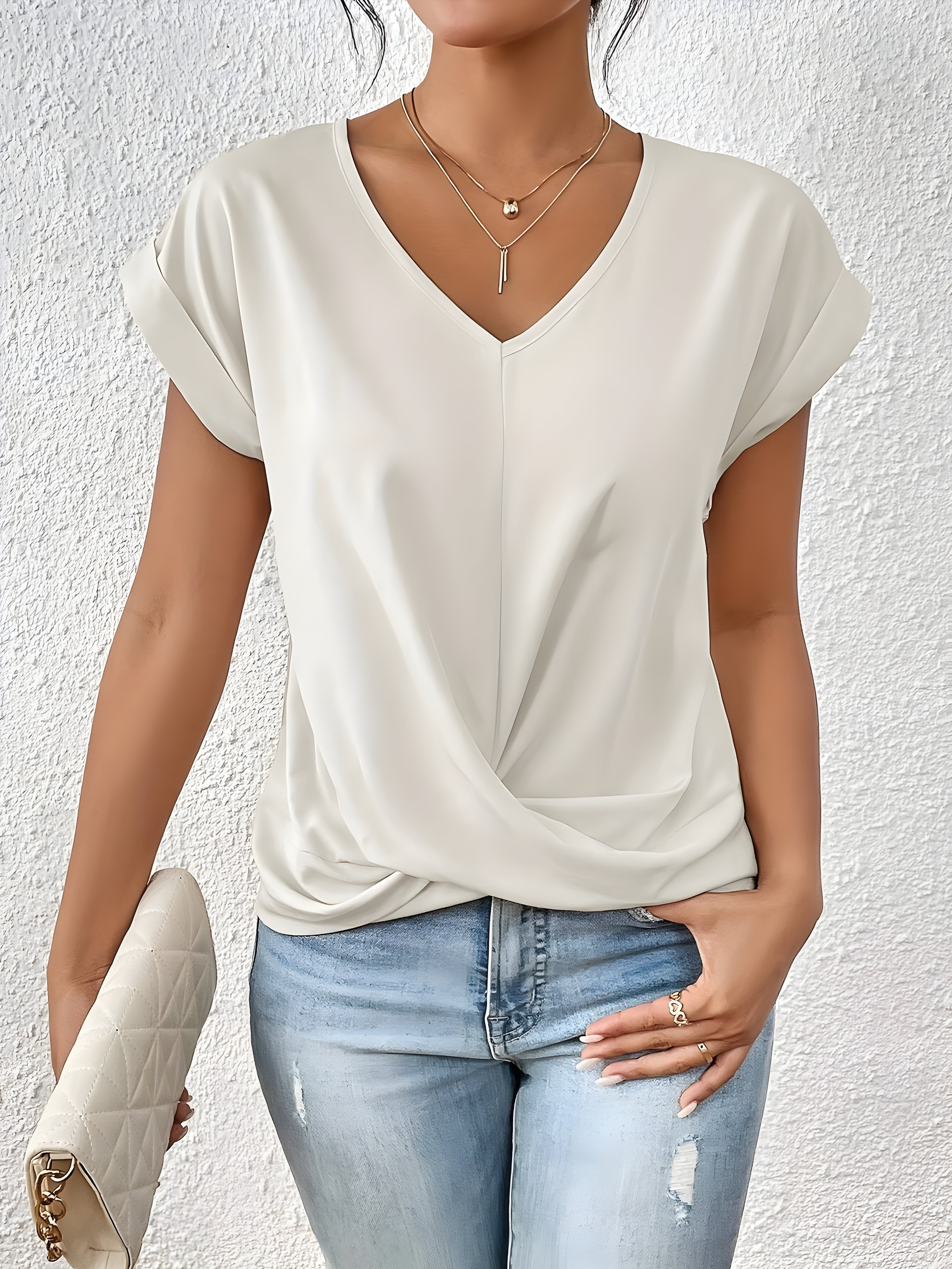 Ilsa™ / Lässiges T-Shirt mit V-Ausschnitt